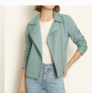 NWT Ann Taylor Sage Green Moto Jacket Lyocell Cotton Blend